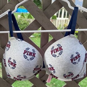 Pink Victoria’s Secret 36C Wear Everywhere Super Push Up Logo Crest